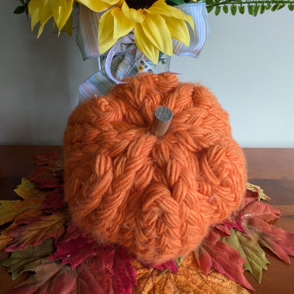 New Orange yarn woven Pumpkin Fall/Harvest Home Decor
